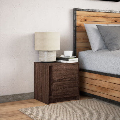 vidaXL Bedside Cabinet with LED Lights Brown Oak Engineered Wood