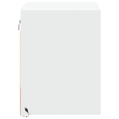vidaXL Wall-mounted Bedside Cabinets with LED Lights 2 pcs White