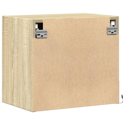 vidaXL Wall-mounted Bedside Cabinets with LED Lights 2 pcs Sonoma Oak