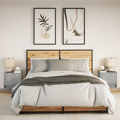 vidaXL Wall-mounted Bedside Cabinets with LED 2 pcs Concrete Grey