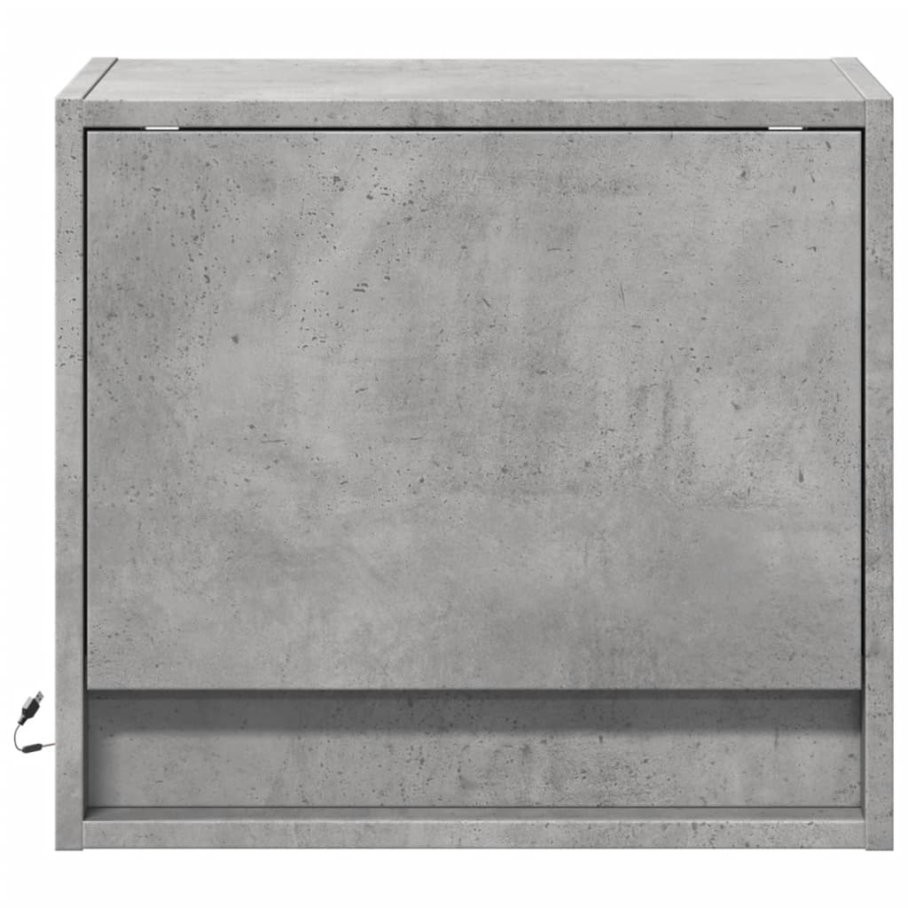 vidaXL Wall-mounted Bedside Cabinets with LED 2 pcs Concrete Grey
