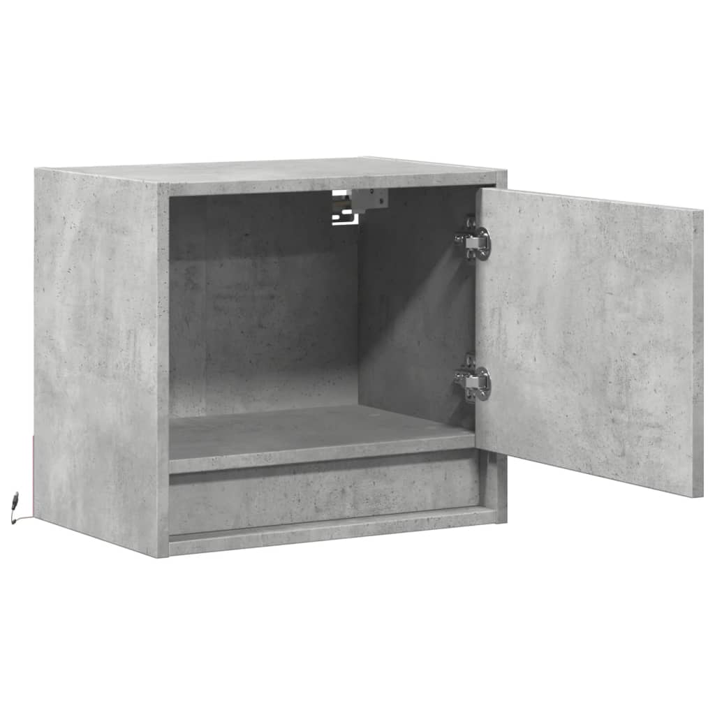 vidaXL Wall-mounted Bedside Cabinets with LED 2 pcs Concrete Grey