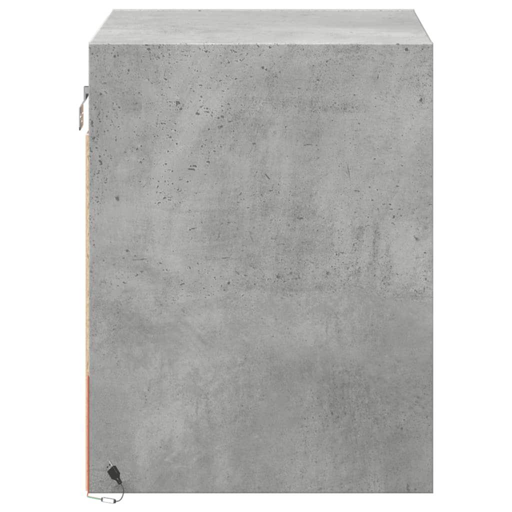 vidaXL Wall-mounted Bedside Cabinets with LED 2 pcs Concrete Grey