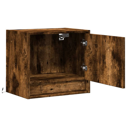 vidaXL Wall-mounted Bedside Cabinets with LED Lights 2 pcs Smoked Oak