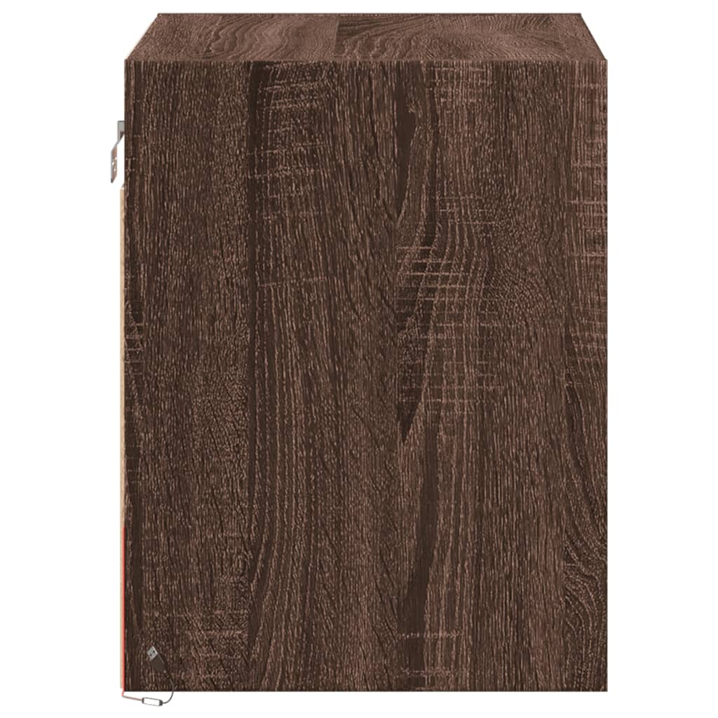 vidaXL Wall-mounted Bedside Cabinets with LED Lights 2 pcs Brown Oak