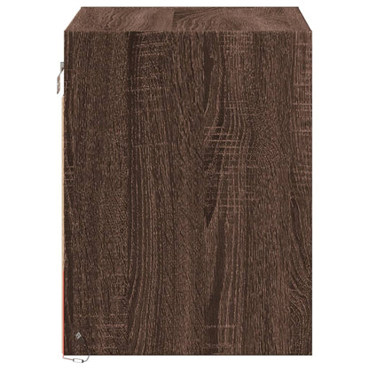vidaXL Wall-mounted Bedside Cabinets with LED Lights 2 pcs Brown Oak