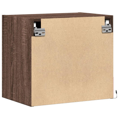 vidaXL Wall-mounted Bedside Cabinets with LED Lights 2 pcs Brown Oak