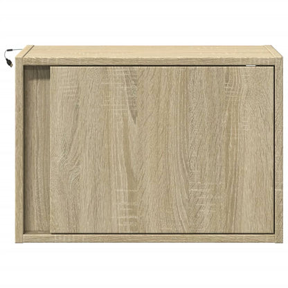 vidaXL Wall-mounted Bedside Cabinet with LED Lights Sonoma Oak