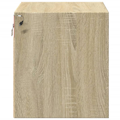 vidaXL Wall-mounted Bedside Cabinet with LED Lights Sonoma Oak