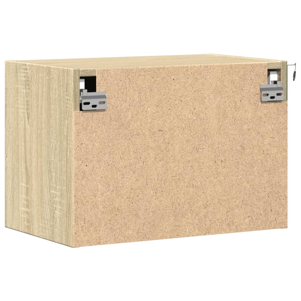 vidaXL Wall-mounted Bedside Cabinet with LED Lights Sonoma Oak