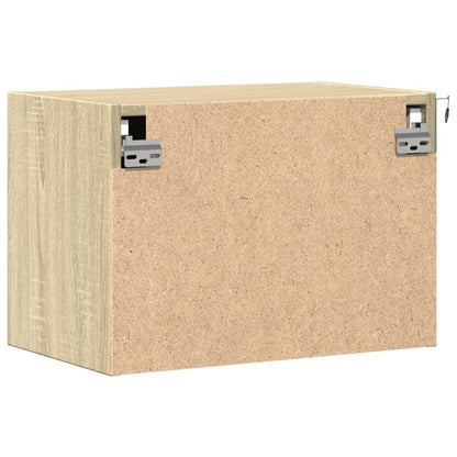 vidaXL Wall-mounted Bedside Cabinet with LED Lights Sonoma Oak