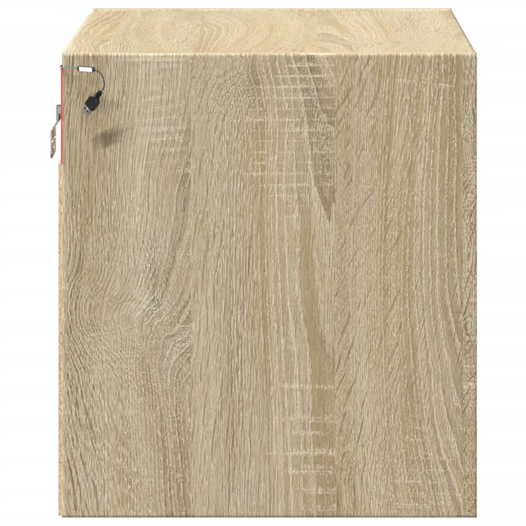 vidaXL Wall-mounted Bedside Cabinets with LED Lights 2 pcs Sonoma Oak