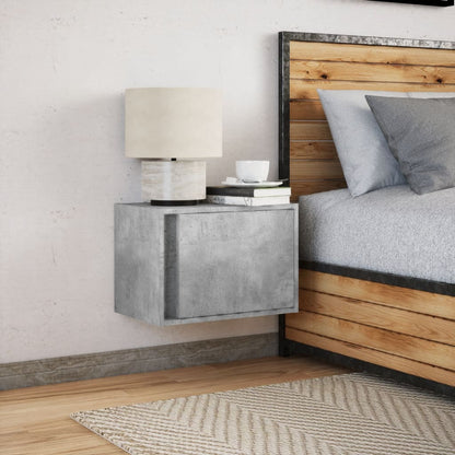 vidaXL Wall-mounted Bedside Cabinet with LED Lights Concrete Grey