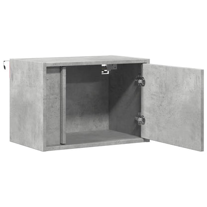 vidaXL Wall-mounted Bedside Cabinet with LED Lights Concrete Grey