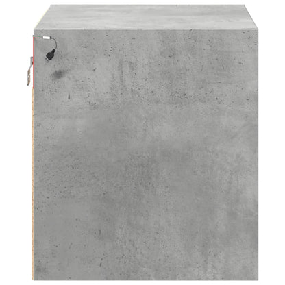 vidaXL Wall-mounted Bedside Cabinet with LED Lights Concrete Grey