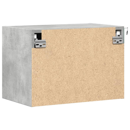 vidaXL Wall-mounted Bedside Cabinet with LED Lights Concrete Oak
