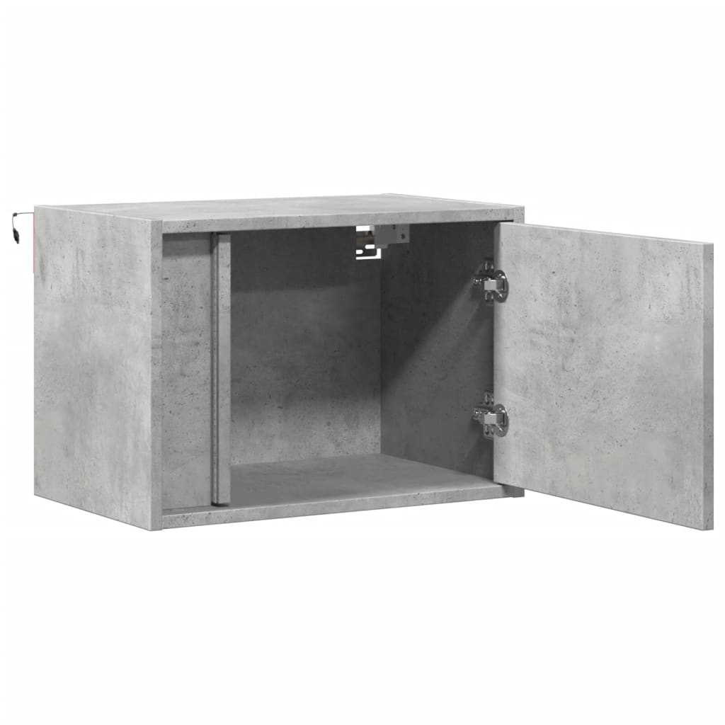 vidaXL Wall-mounted Bedside Cabinets with LED 2 pcs Concrete Grey