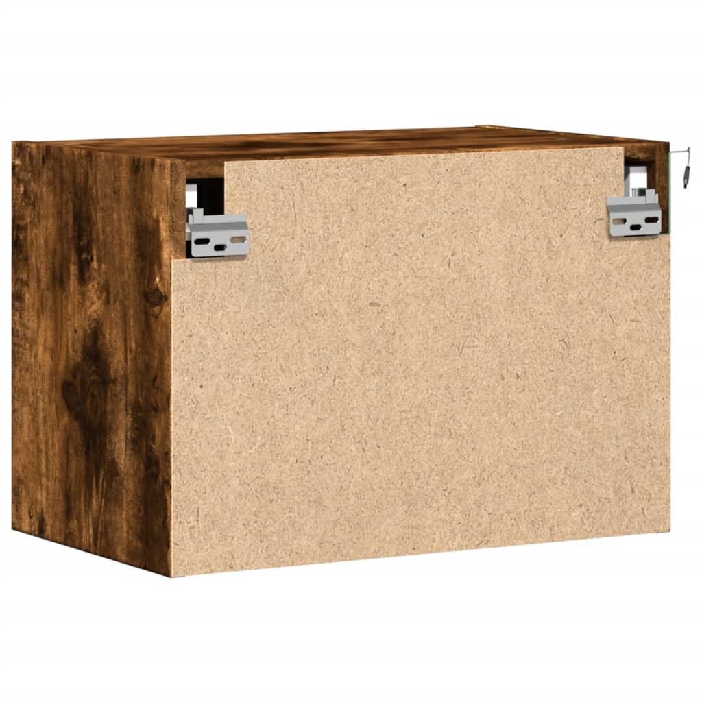 vidaXL Wall-mounted Bedside Cabinet with LED Lights Smoked Oak