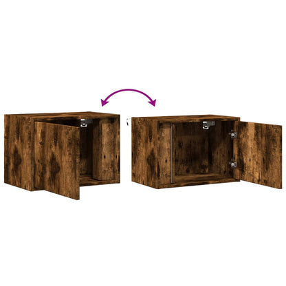 vidaXL Wall-mounted Bedside Cabinet with LED Lights Smoked Oak