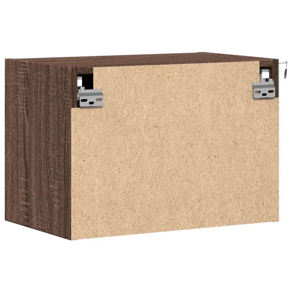 vidaXL Wall-mounted Bedside Cabinet with LED Lights Brown Oak