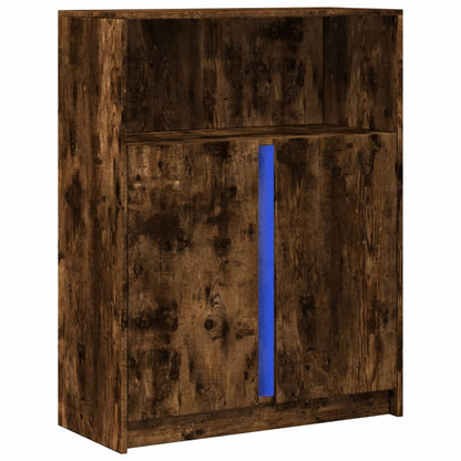 vidaXL Sideboard with LED Smoked Oak 77x34x100 cm Engineered Wood