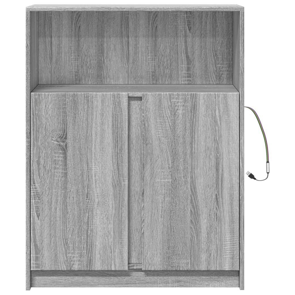 vidaXL Sideboard with LED Grey Sonoma 77x34x100 cm Engineered Wood
