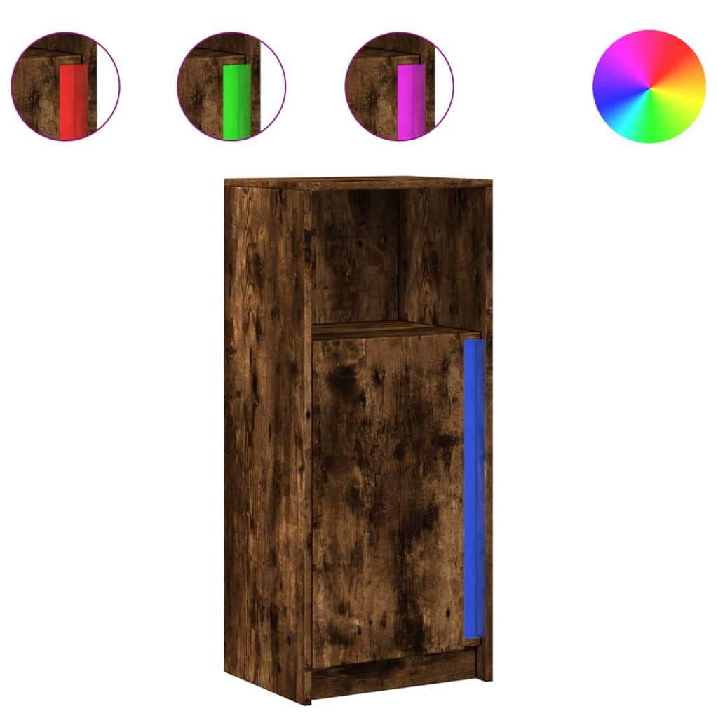 vidaXL Sideboard with LED Smoked Oak 42,5x34x100 cm Engineered Wood
