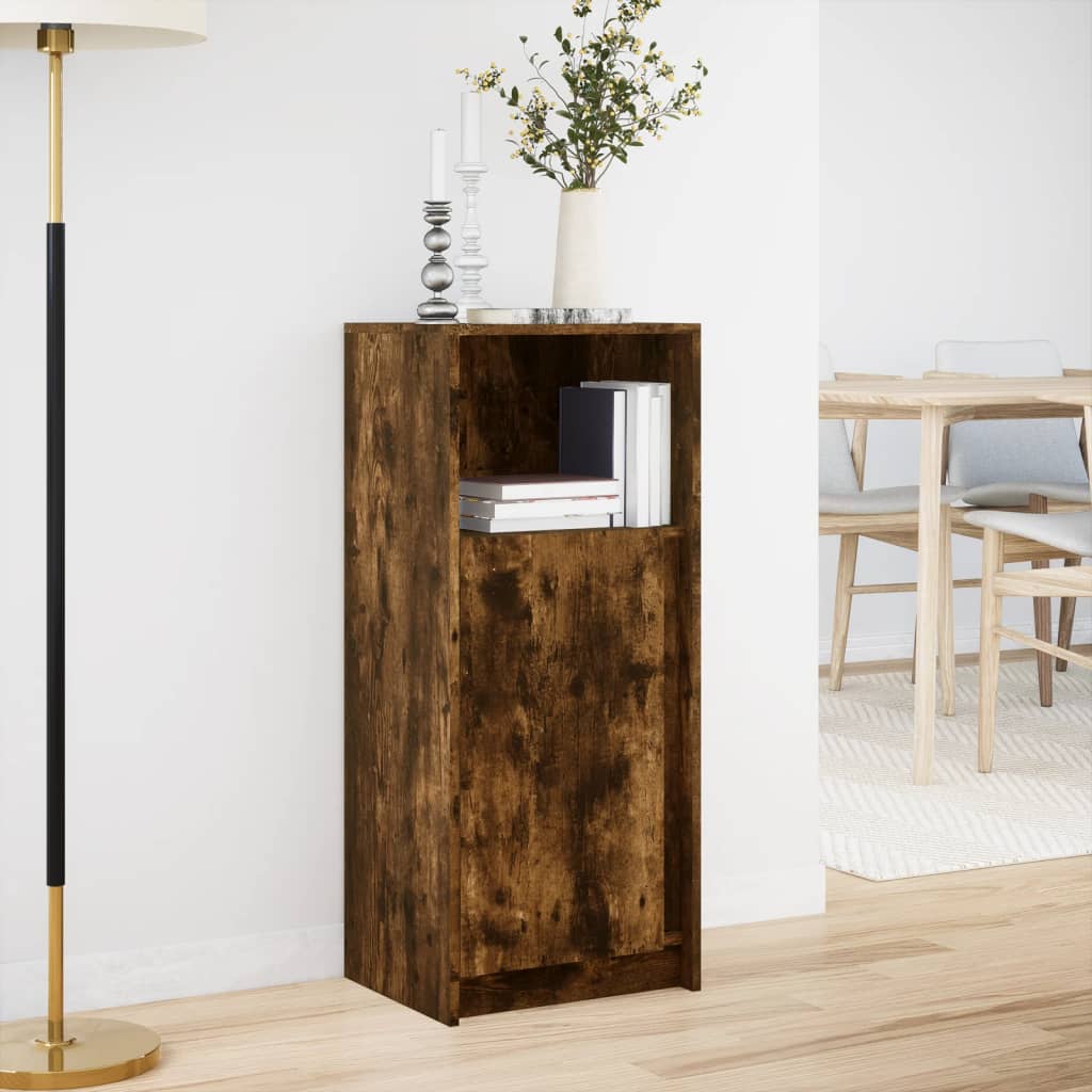 vidaXL Sideboard with LED Smoked Oak 42.5x34x100 cm Engineered Wood