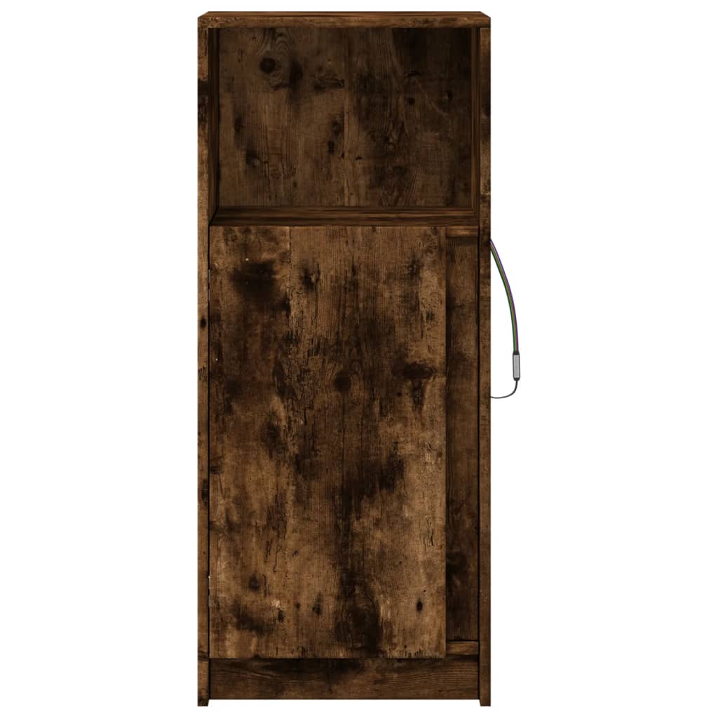 vidaXL Sideboard with LED Smoked Oak 42,5x34x100 cm Engineered Wood