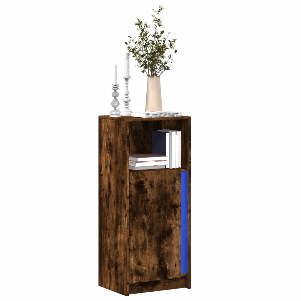 vidaXL Sideboard with LED Smoked Oak 42,5x34x100 cm Engineered Wood