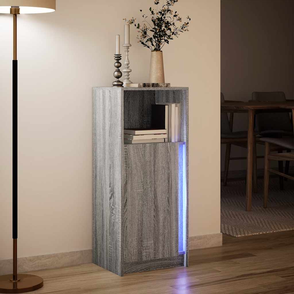 vidaXL Sideboard with LED Grey Sonoma 42,5x34x100 cm Engineered Wood