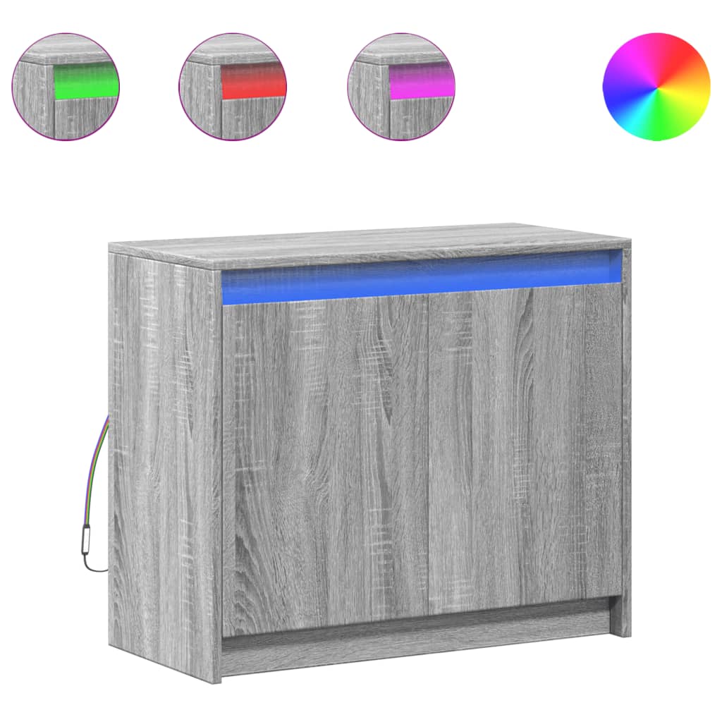 vidaXL Sideboard with LED Grey Sonoma 72x34x61 cm Engineered Wood