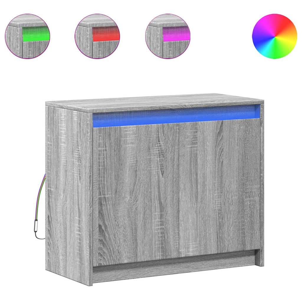 vidaXL Sideboard with LED Grey Sonoma 72x34x61 cm Engineered Wood