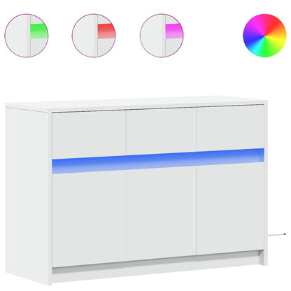vidaXL TV Cabinet with LED White 91x34x61 cm Engineered Wood