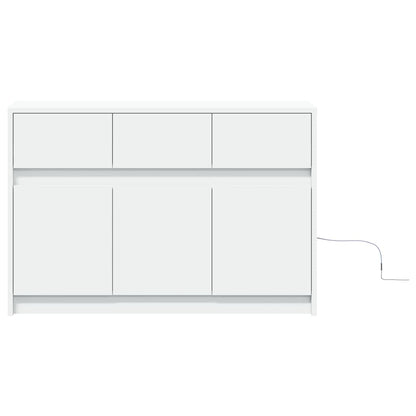 vidaXL TV Cabinet with LED White 91x34x61 cm Engineered Wood