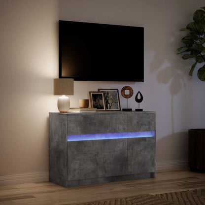 vidaXL TV Cabinet with LED Concrete Grey 91x34x61 cm Engineered Wood