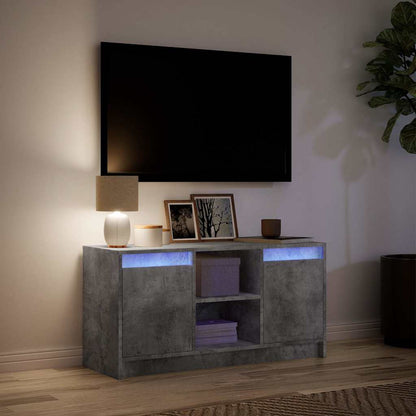 vidaXL TV Cabinet with LED Concrete Grey 100x34x50 cm Engineered Wood