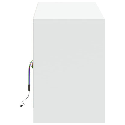 vidaXL TV Cabinet with LED White 139.5x34x50 cm Engineered Wood
