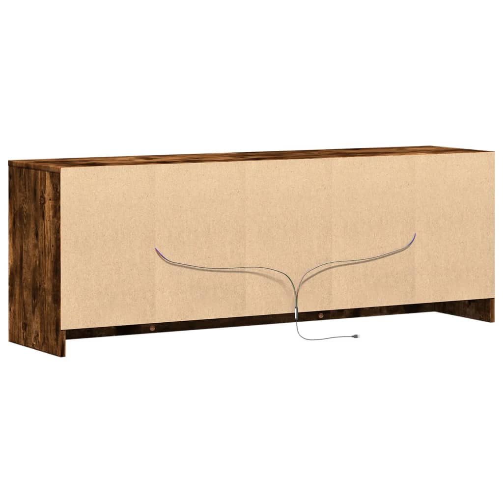 vidaXL TV Cabinet with LED Smoked Oak 139.5x34x50 cm Engineered Wood