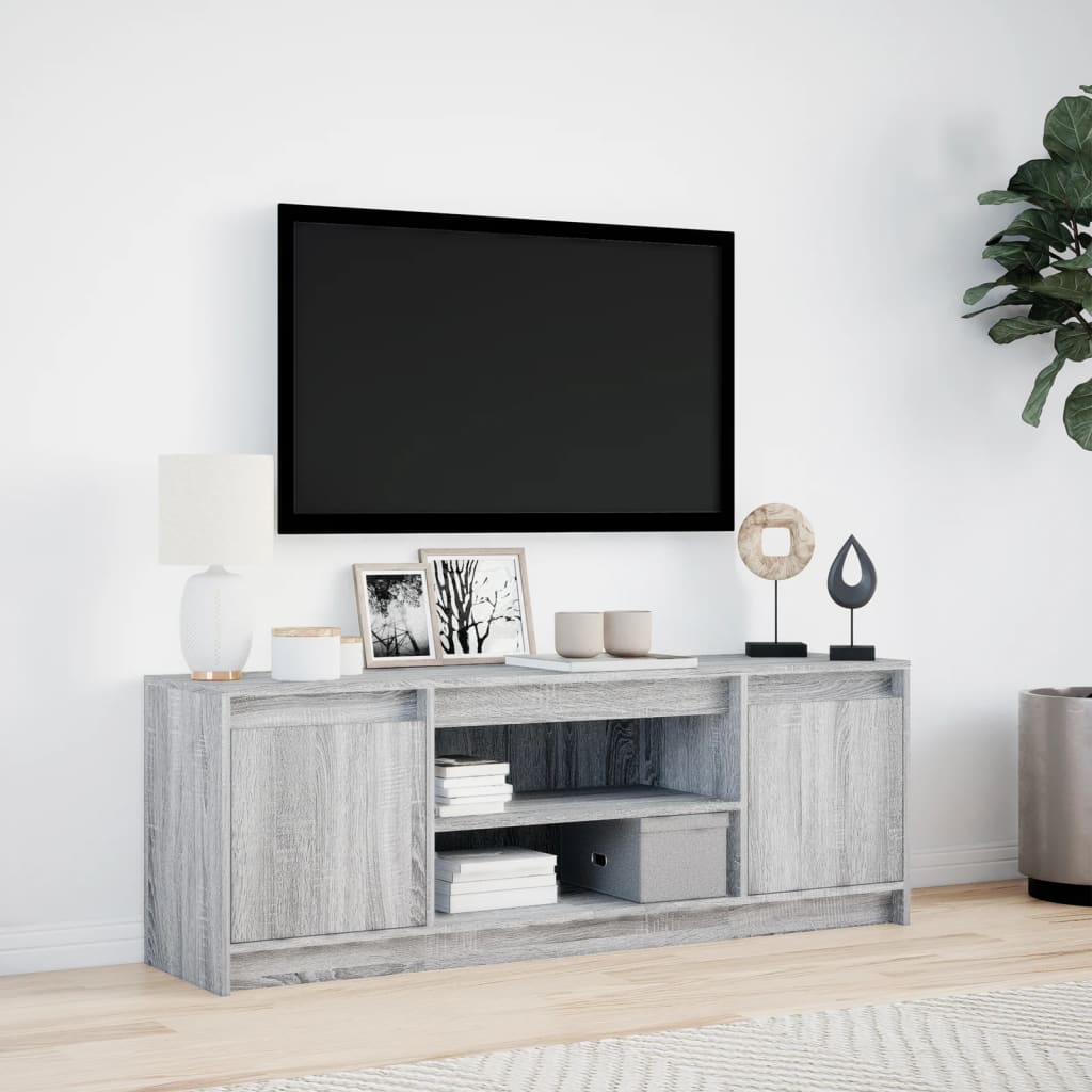 vidaXL TV Cabinet with LED Grey Sonoma 139.5x34x50 cm Engineered Wood