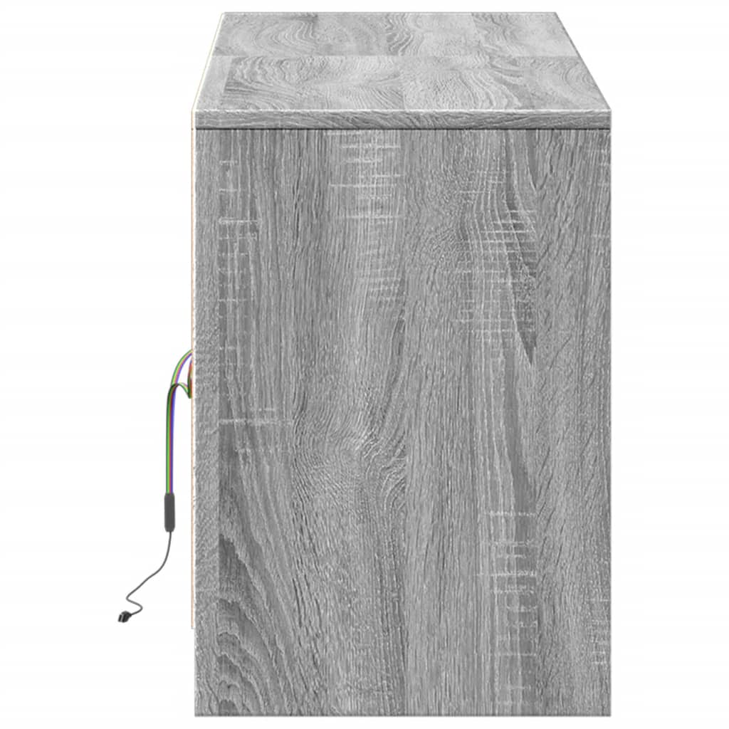 vidaXL TV Cabinet with LED Grey Sonoma 139.5x34x50 cm Engineered Wood