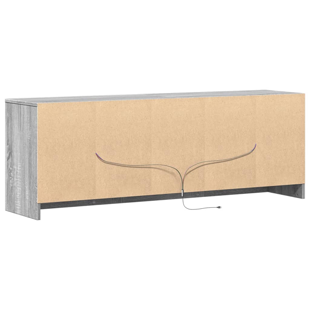 vidaXL TV Cabinet with LED Grey Sonoma 139.5x34x50 cm Engineered Wood