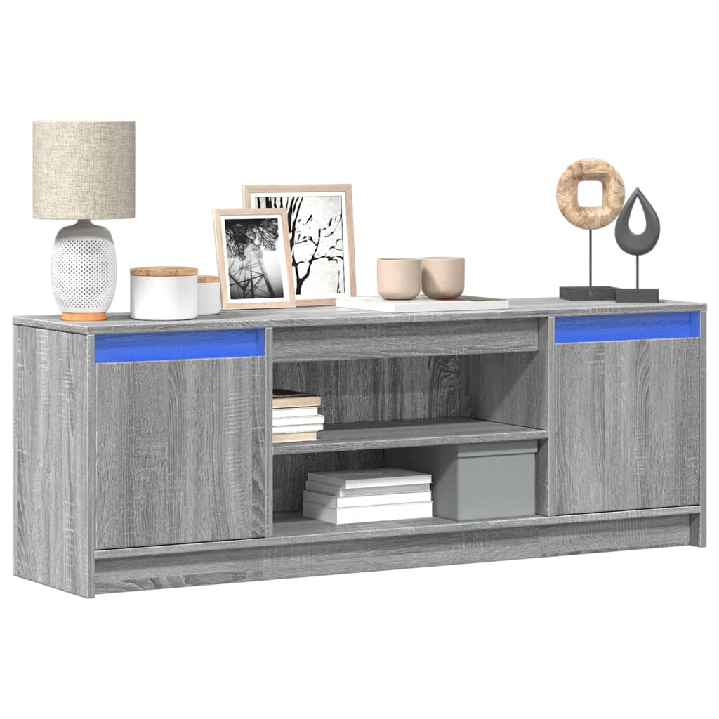 vidaXL TV Cabinet with LED Grey Sonoma 139.5x34x50 cm Engineered Wood