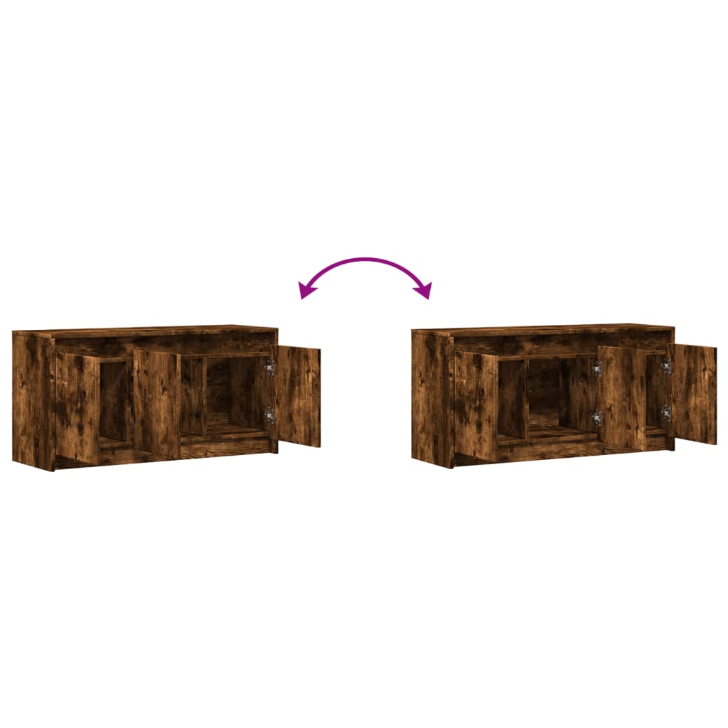 vidaXL TV Cabinet with LED Smoked Oak 100x34x50 cm Engineered Wood