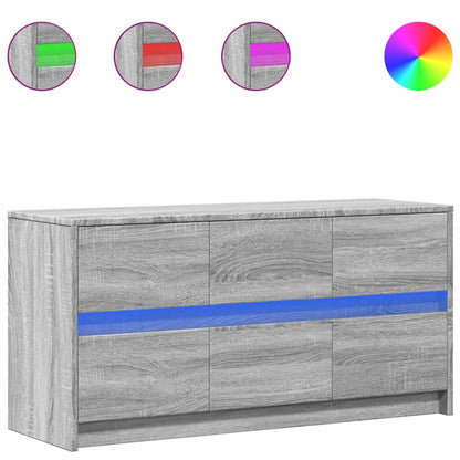 vidaXL TV Cabinet with LED Grey Sonoma 100x34x50 cm Engineered Wood