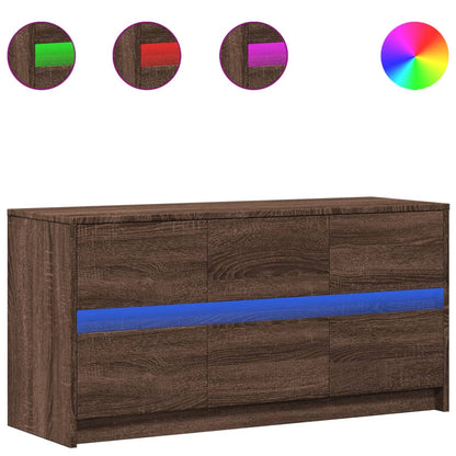 vidaXL TV Cabinet with LED Brown Oak 100x34x50 cm Engineered Wood