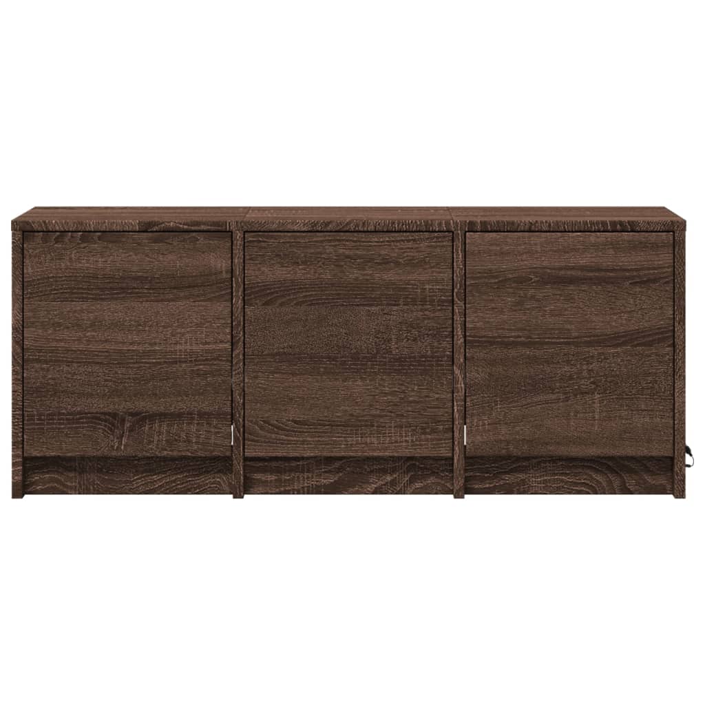 vidaXL TV Cabinet with LED Brown Oak 97x34x40 cm Engineered Wood