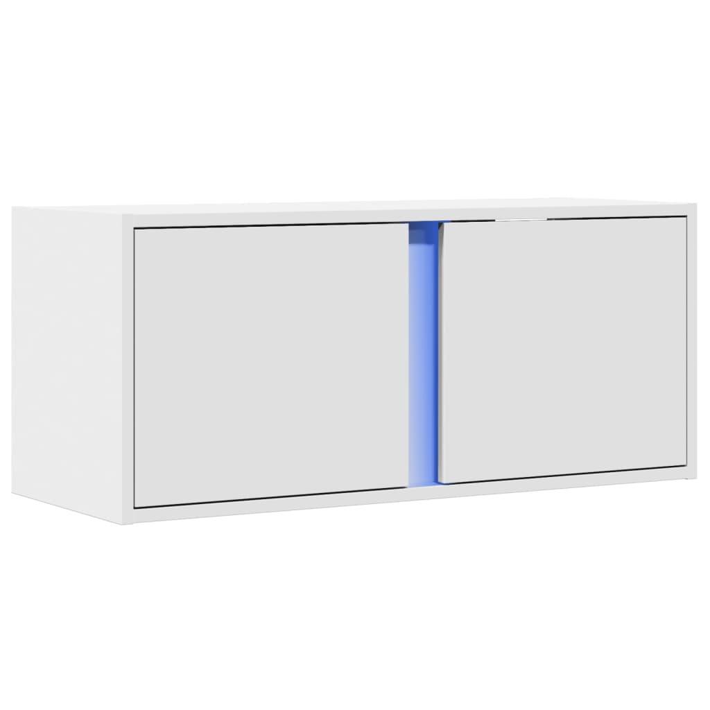 vidaXL TV Wall Cabinet with LED Lights White 80x31x35 cm