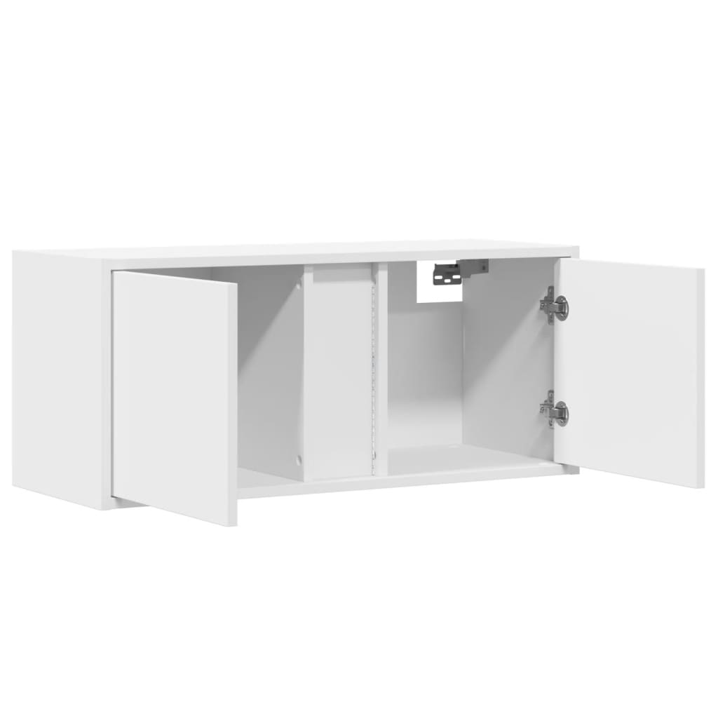 vidaXL TV Wall Cabinet with LED Lights White 80x31x35 cm