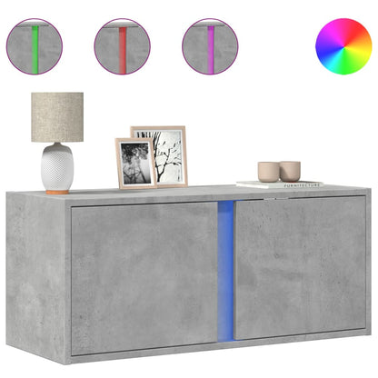 vidaXL TV Wall Cabinet with LED Lights Concrete Grey 80x31x35 cm